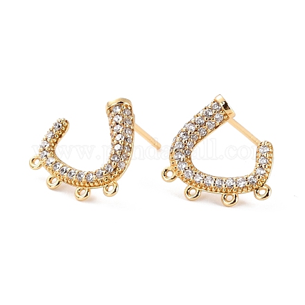 Brass Micro Pave Clear Cubic Zirconia Studs Earrings Findings ZIRC-C027-01G-RS-1
