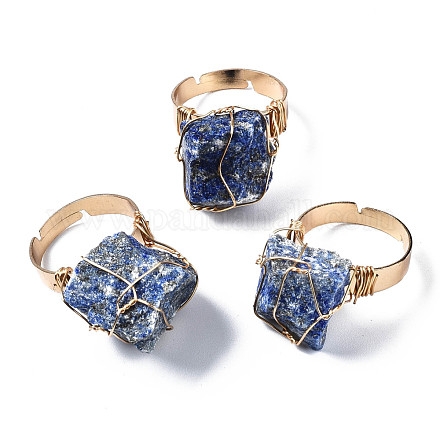 Lapis naturelles réglables anneaux de doigt lazuli RJEW-T019-02C-KC-1