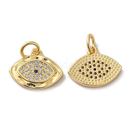 Rack Plating Brass Micro Pave Clear Cubic Zirconia Charms KK-F853-07G-1