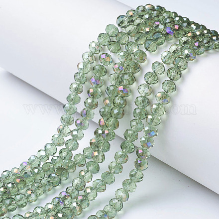 Chapelets de perles en verre transparent électrolytique EGLA-A034-T6mm-F18-1