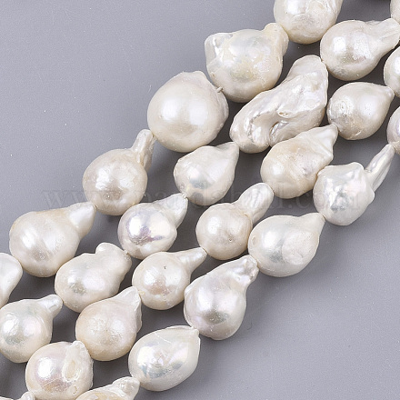 Fili di perle di keshi di perle barocche naturali PEAR-Q015-025-1