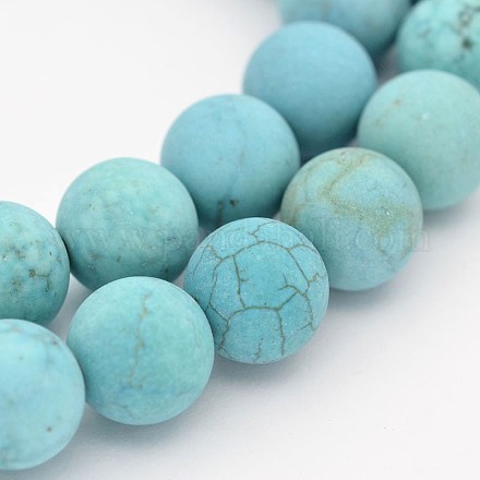 Dyed & Heated Natural Howlite Round Beads Strands TURQ-P026-02-8mm-1