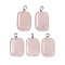 Natural Rose Quartz Pendants, Rectangle Charms with Brass Snap on Bails, Platinum, 29.5x18.5x8.5mm, Hole: 7x4mm