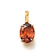 Ion Plating(IP) 304 Stainless Steel Rhinestone Pendants, Oval Charms, Real 14K Gold Plated, Tangerine, 14x6x4.5mm, Hole: 4.5x2.5mm
