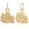 12Pcs Brass Micro Pave Cubic Zirconia Charms, with Jump Rings, Maple Leaf Charms, Real 18K Gold Plated, 11x10x2mm, Hole: 3.2mm