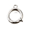 Brass Fold Over Clasps, Ring, Platinum, 13x11x2mm, Hole: 1.4mm