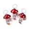 Handmade Lampwork Pendants, Bumpy, Mushroom, Dark Red, 24.5~29.5x15~18.5mm, Hole: 2~5mm