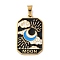 Ion Plating(IP) 304 Stainless Steel Enamel Pendants, Real 18K Gold Plated, Tarot Charm, Moon, 32x19.5x2mm, Hole: 7.5x4mm