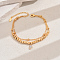 Brass Micro Pave Cubic Zirconia Milti-strand Breacelets, Charm Breacelets for Women, Teardrop, Real 18K Gold Plated, 7-7/8 inch(20cm)