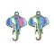 Ion Plating(IP) 304 Stainless Steel Pendants, Elephant Charms, Rainbow Color, 28x19x3mm, Hole: 2.5mm