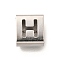Letter Style 304 Stainless Steel Square Slide Charms, Letter H, 9x8x4mm, Hole: 3.5x8.5mm