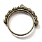 Alloy Open Back Bezel Pendants, For DIY UV Resin, Epoxy Resin, Cadmium Free & Nickel Free & Lead Free, Flat Round with Leaf, Antique Bronze, 33x35x3.5mm, Hole: 1.5mm