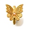 Brass Hoop Clasps, with Random Size ABS Plastic Imitation Pearl, Long-Lasting Plated, Butterfly, Matte Gold Color, 8.5x9x7mm, Hole: 1.5mm