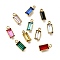 304 Stainless Steel Rhinestone Pendants, Rectangle, Ion Plating(IP), Real 18K Gold Plated, 12x5.2x3~3.5mm, Hole: 1.6mm, 10pcs/set