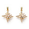 Rotatable Brass Micro Clear Pave Cubic Zirconia Pendants, Star Charms, Real 18K Gold Plated, 20.5x18x6.5mm, Hole: 2.6x4.5mm