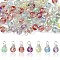 56Pcs 7 Colors Glass Pendants, Round, with Iron Findsings, Mixed Color, 15mm, 8pcs/colors