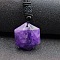 Natural Amethyst Pendant Necklaces, Hexagon, 20.08~31.50 inch(51~80cm)