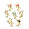 Brass Clear Cubic Zirconia Enamel Pendant, with Jump Rings, Long-Lasting Plated, Lead Free & Cadmium Free, Human, Real 18K Gold Plated, Mixed Color, 17x12x2.5mm, Hole: 3.4mm