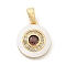 Brass Micro Pave Cubic Zirconia Pendents, with Shell and Glass Charms, Real 18K Gold Plated, 14x12x2.5mm, Hole: 5x2.5mm