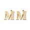 Real 14K Gold Plated 304 Stainless Steel Pendants, with Rhinestone, Letter M, 18x18.5x2mm, Hole: 1.4mm