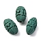 Cinnabar Beads, Carved Lacquerware, Oval, Dark Sea Green, 19x12x10mm, Hole: 1.6mm