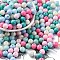 Opaque Acrylic Beads, Round, Hot Pink, 7~7.5x7.5~7.8x7.5~7.8mm, Hole: 1.6mm