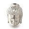 Buddha Head Rack Plating Brass Micro Pave Clear Cubic Zirconia Beads, Long-Lasting Plated, Cadmium Free & Lead Free, Platinum, 14.5x10x11mm, Hole: 1.8mm
