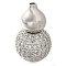 925 Sterling Silver Micro Pave Clear Cubic Zirconia Screw Clasps, Gourd, Real Platinum Plated, 9.5x10.5mm, Hole: 2.5mm