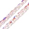 Electroplate Glass Beads Strands, AB Color Plated, Faceted, Oval, Pink, 7x4.5mm, Hole: 0.9mm, about 60pcs/strand, 17.32''(44cm)
