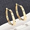 Rectangle Brass Hoop Earrings, Real 18K Gold Plated, 21x18x2.5mm