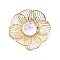 Brass Cabochon, with Glass, Long-Lasting Plated, Nickel Free, Real 18K Gold Plated, Flower, Lilac, 29.5x30x4.5mm