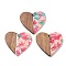 Resin and Walnut Pendants, Heart, Misty Rose, 37x38.5x2.5mm, Hole: 2mm