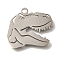 201 Stainless Steel Pendants, Dinosaur Charms, Stainless Steel Color, 15x15.5x1mm, Hole: 1.4mm