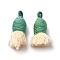 Cotton Tassel Pendants, with Polyester, Cornsilk, 32~37x11~12mm, Hole: 2x4.5mm