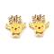 Christmas Brass Enamel Beads, Lead Free & Cadmium Free, Long-Lasting Plated, Real 18K Gold Plated, Rack Plating, Deer, 15x13.5x5mm, Hole: 2mm