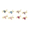 Heart with Arrow Real 18K Gold Plated Brass Stud Earrings, with Clear Cubic Zirconia, Long-Lasting Plated, Lead Free & Cadmium Free, Mixed Color, 6x13mm