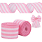 Burlap Ribbons, Stripe, with Iron Edge, Pink, 2-1/2 inch(63mm), about 5.00 Yards(4.57m)/Roll