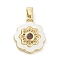 Brass Micro Pave Cubic Zirconia Pendents, with Shell and Glass Charms, Real 18K Gold Plated, 15x13x2.5mm, Hole: 4.5x2mm