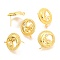 Brass Stud Earring Findings, with Loop, Micro Pave Cubic Zirconia, Moon and Sun, Clear, 23x18.5x4mm, Hole: 1.6mm, Pin: 0.7~1mm