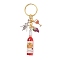 Resin & Glass & Alloy Keychain, with Iron Ring, Wine, Golden, Crimson, 103.5mm
