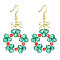 Christmas Theme Imitation Austrian Crystal Dangle Earrings, with Alloy Links connectors, Bowknot, Green, 50.5x26mm