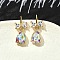 Teardrop Brass Stud Earrings, with Clear Cubic Zirconia & Glass, Cadmium Free & Lead Free, Long-Lasting Plated, Rack Plating, Real 18K Gold Plated, 22x9mm
