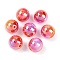 Gradient Color Resin Beads, Pearlized, Round, Crimson, 16mm, Hole: 2.5mm