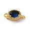 Brass Micro Pave Cubic Zirconia Box Clasps, with Glass, Oval, Real 18K Gold Plated, 15.5x8x8mm, Hole: 1.2mm