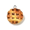 Opaque Resin Pendants, Imitate Bread, with Platinum Iron Loops, Pineapple Bun, 23x19x9mm, Hole: 2mm