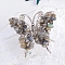 Raw Natural Labradorite Chip Mineral Specimen Display Decorations, with Butterfly Metal Holder, for Home Desktop Feng Shui Ornament, 65x75mm