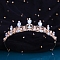 Alloy Rhinestone Crown Hair Bands for Woman Girls, Wedding Party Decoration, Tangerine, 140mm