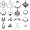 SUNNYCLUE 1 Box 64Pcs 16 Style Chandelier Charms Chandelier Connectors Charms Hollow Bohemian Celtic Knot Flower Components Links for Jewelry Making Charm Women Dangle Earrings Crafts Supplies Silver