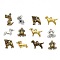Tibetan Style Alloy Puppy Pendants, Dog Charms, Mixed Style, Mixed Color, 14~41x11~27x2.5~8mm, Hole: 1~2.5mm