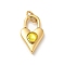 Ion Plating(IP) 304 Stainless Steel with Rhinestone Pendants, with Jump Ring, Real 14K Gold Plated, Heart Lock Charm, Citrine, 20x11.5x6mm, Hole: 5x3mm